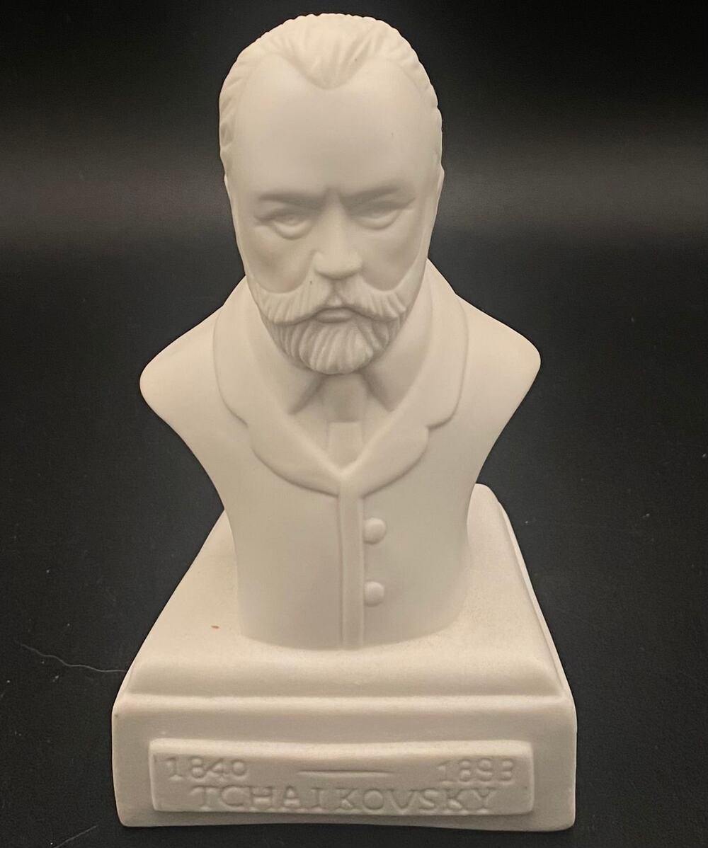 Vintage Tchaikovsky Composer Bust Statue – White Bisque Porcelain Figure – 5”